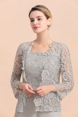 Silver Lace Chiffon Mother Of The Bride Jumpsuit with jacket Babyonlines