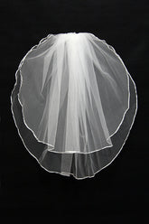 Simple Pencil Edge Two Tier Tulle Wedding Veils