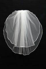 Simple Pencil Edge Two Tier Tulle Wedding Veils