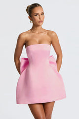 Strapless A-line Satin Short Homecoming Dresses with Bow