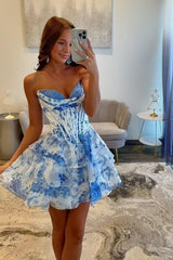 Strapless Corset Short Tiered Ruffle Homecoming Dresses