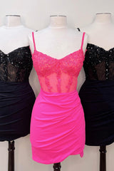 Sparkly Black Corset Satin Tight Short Homecoming Dress with Sequins