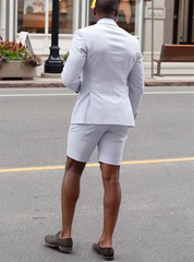 White Notched Lapel Party Evening Suit and Short Pants