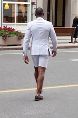 White Notched Lapel Party Evening Suit and Short Pants