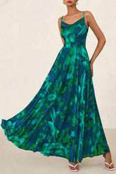 Women Floral Maxi Summer Dresses Elegant Spaghetti Strap Dress