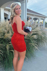 Glitter Royal Blue Corset Tight Short Sequins Homecoming Dress