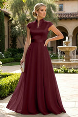 A‑Line Chiffon Floor‑Length Mother of the Bride & Groom Dress with Satin Corset Bodice