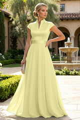 A‑Line Chiffon Floor‑Length Mother of the Bride & Groom Dress with Satin Corset Bodice