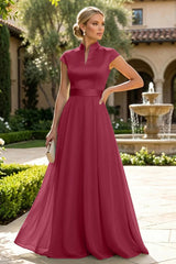 A‑Line Chiffon Floor‑Length Mother of the Bride & Groom Dress with Satin Corset Bodice