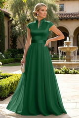 A‑Line Chiffon Floor‑Length Mother of the Bride & Groom Dress with Satin Corset Bodice
