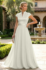 A‑Line Chiffon Floor‑Length Mother of the Bride & Groom Dress with Satin Corset Bodice