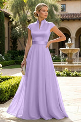 A‑Line Chiffon Floor‑Length Mother of the Bride & Groom Dress with Satin Corset Bodice