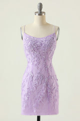 Sparkly Black Spaghetti Straps Backless Tight Short Lace Homecoming Dress