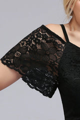 Affordable Off-the-shoulder Black Lace Bridesmaid Dress Online