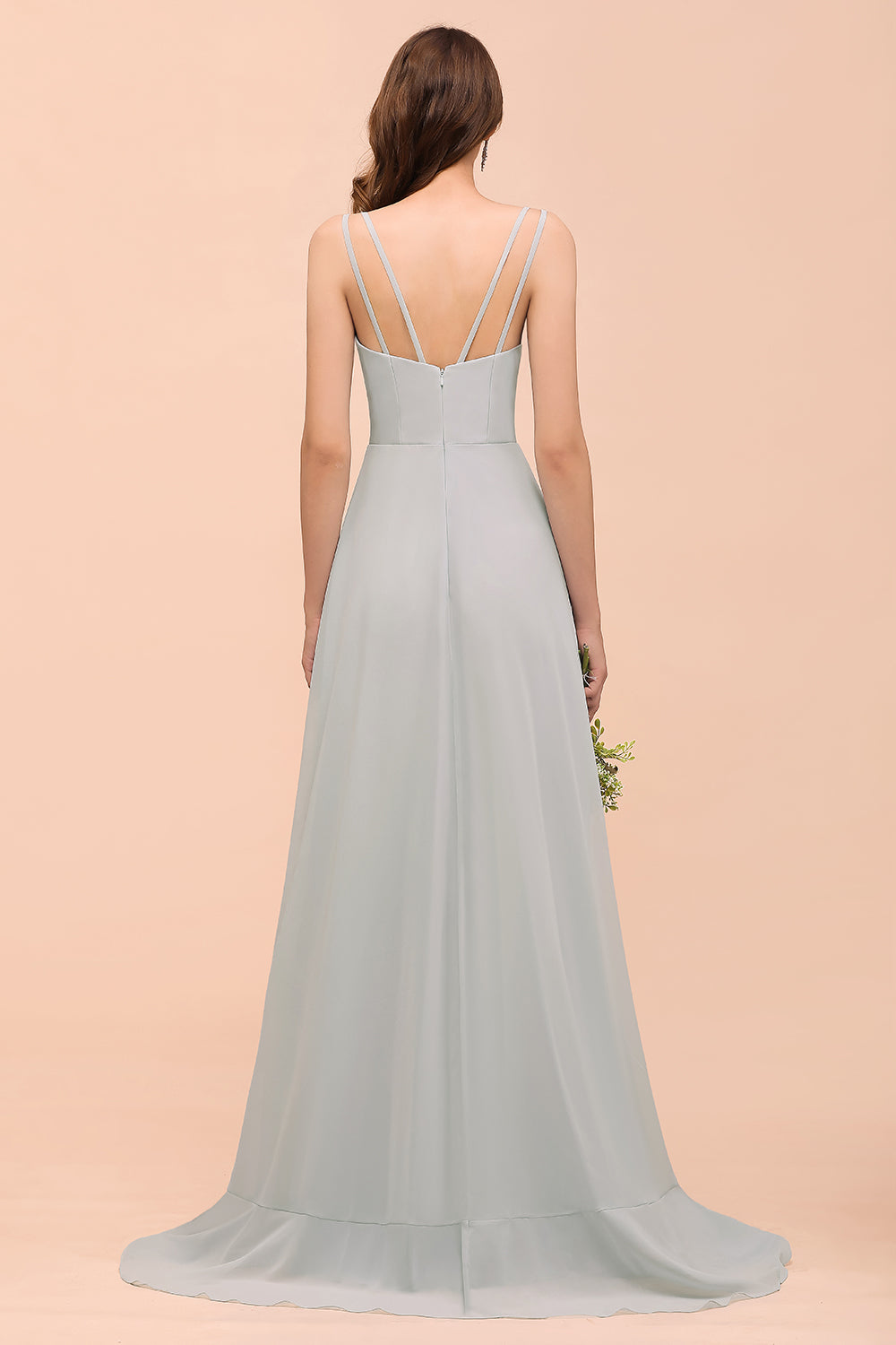 Affordable V-Neck Ruffle Mist Chiffon Bridesmaid Dresses Affordable-Babyonlines