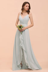 Affordable V-Neck Ruffle Mist Chiffon Bridesmaid Dresses Affordable-Babyonlines