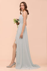 Affordable V-Neck Ruffle Mist Chiffon Bridesmaid Dresses Affordable-Babyonlines