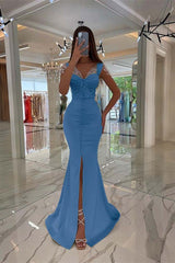 Mint Green Cap Sleeve Long Prom Dress with Split Beading