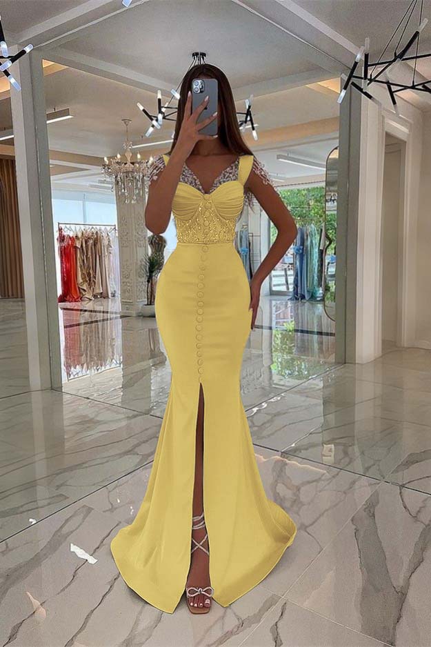 Mint Green Cap Sleeve Long Prom Dress with Split Beading