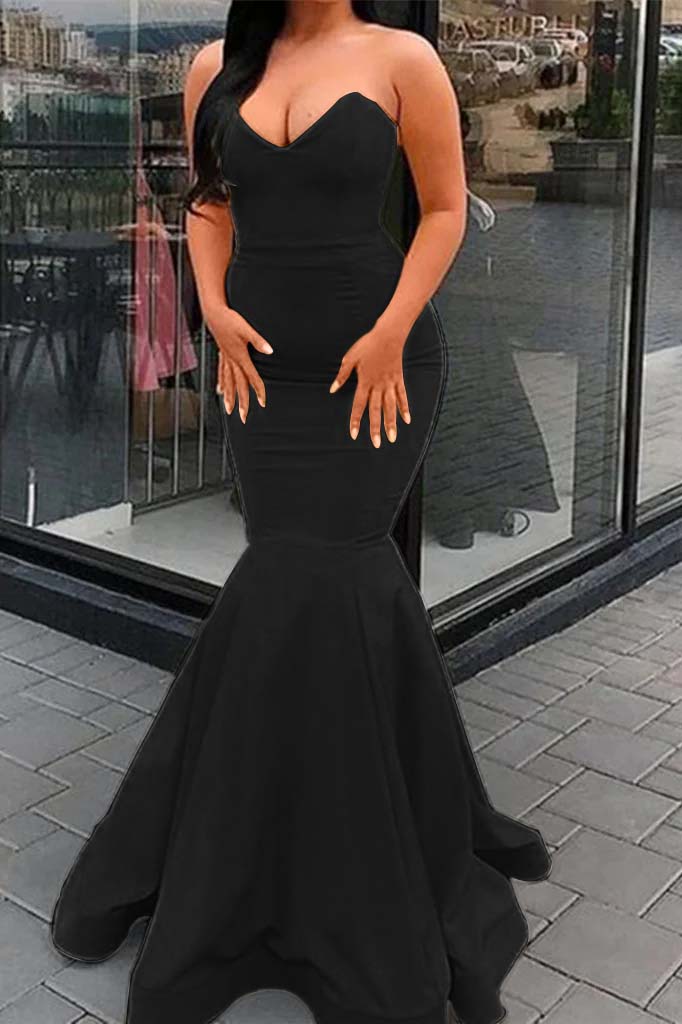 Amazing Yellow Strapless Sweetheart Mermaid Long Prom Dress