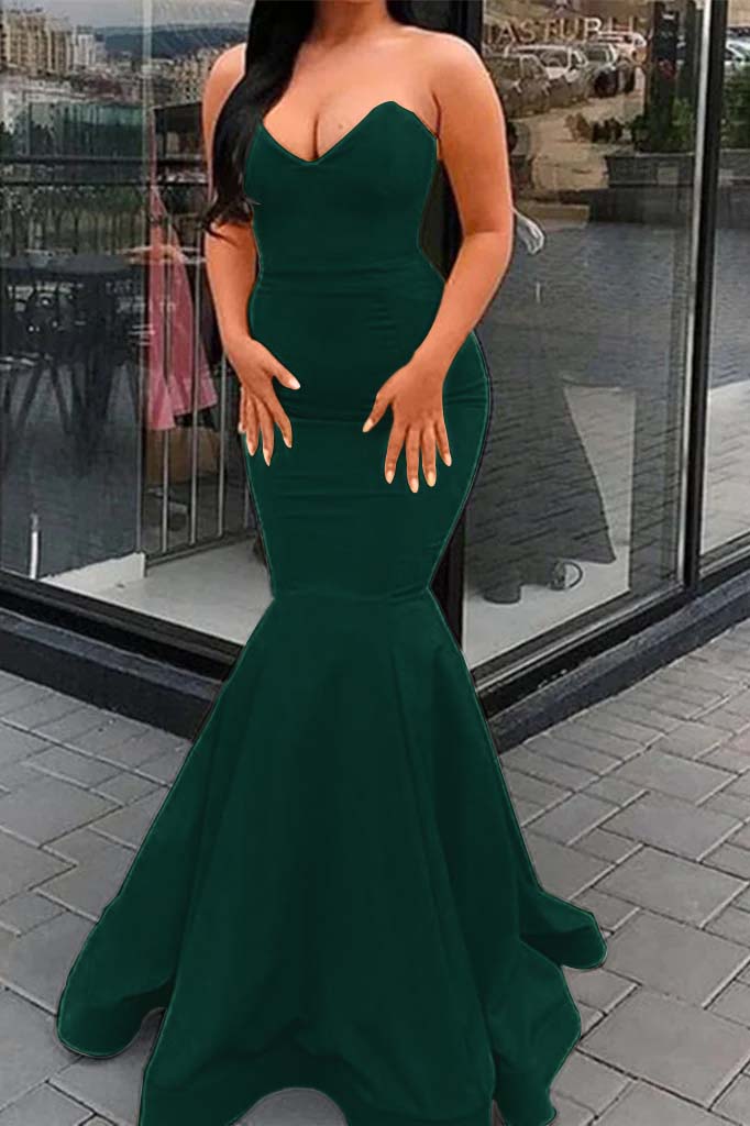 Amazing Yellow Strapless Sweetheart Mermaid Long Prom Dress