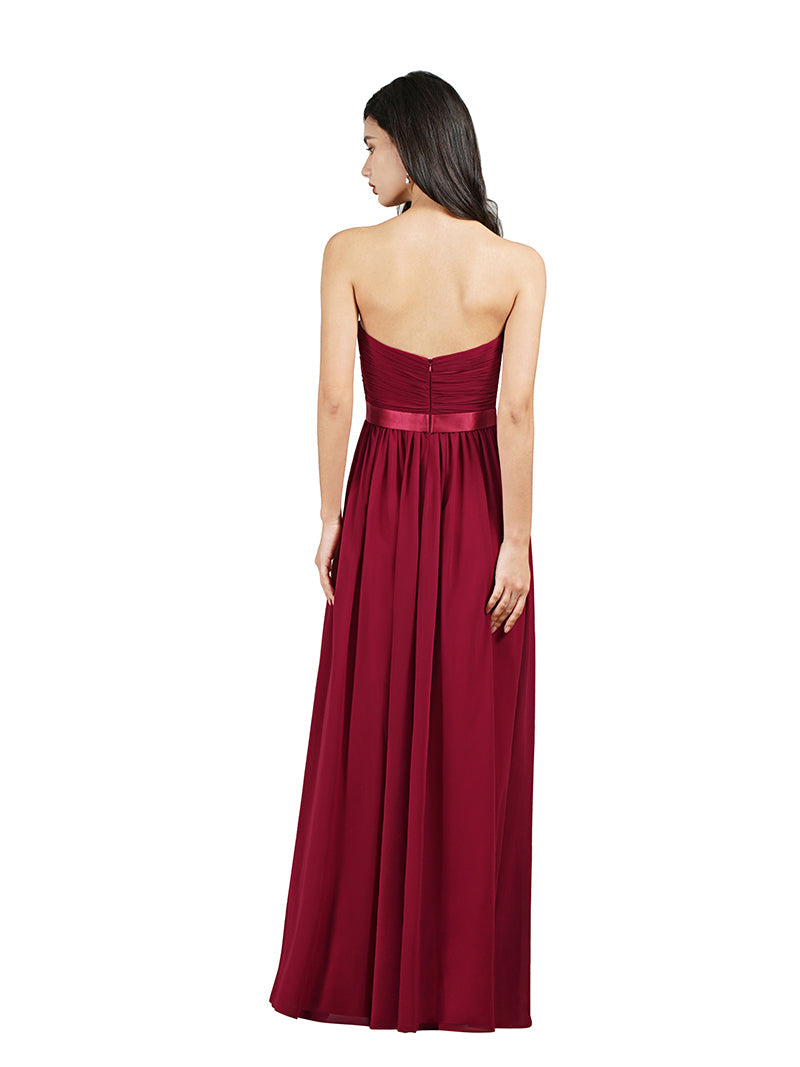 Babyonlines Long A-line Strapless Chiffon Bridesmaid Dress with Draped-Babyonlines