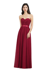 Babyonlines Long A-line Strapless Chiffon Bridesmaid Dress with Draped-Babyonlines