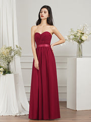 Babyonlines Long A-line Strapless Chiffon Bridesmaid Dress with Draped-Babyonlines