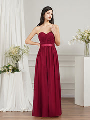 Babyonlines Long A-line Strapless Chiffon Bridesmaid Dress with Draped-Babyonlines