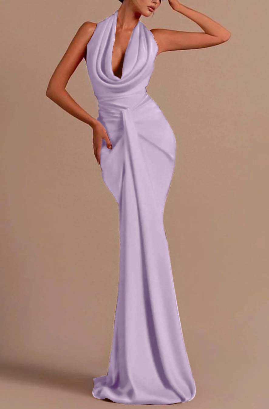 Red Halter Backless Mermaid Long Prom Dress