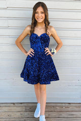 Sparkly White Corset Sweetheart A-Line Short Homecoming Dress with Pockets