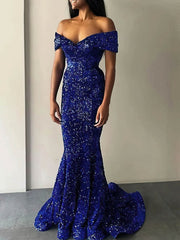 Be Sparkling & Shine in Velvet Off-the-shoulder Sheath/Column Prom Dress