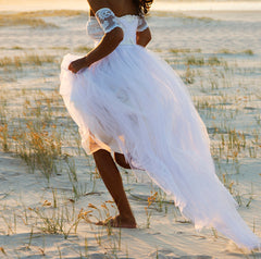 Beach Tulle Lace Wedding Dress