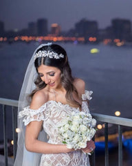 Beautiful Long Mermaid Wedding Dress Off-the-shoulder With Lace Tulle