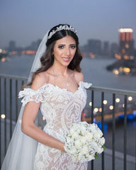 Beautiful Long Mermaid Wedding Dress Off-the-shoulder With Lace Tulle