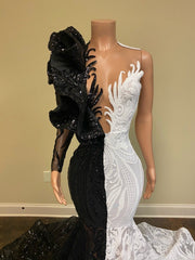 Long Sleeve Mermaid Prom Dress with Sequins Appliques