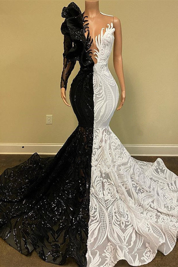Long Sleeve Mermaid Prom Dress with Sequins Appliques