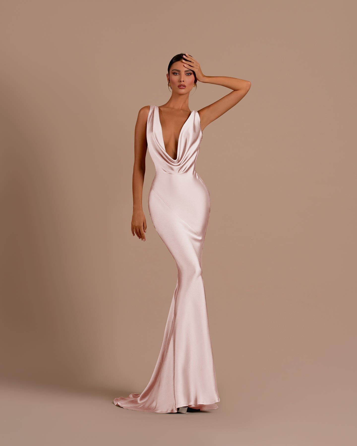 Black Deep V Neck Mermaid Long Pleated Prom Dress