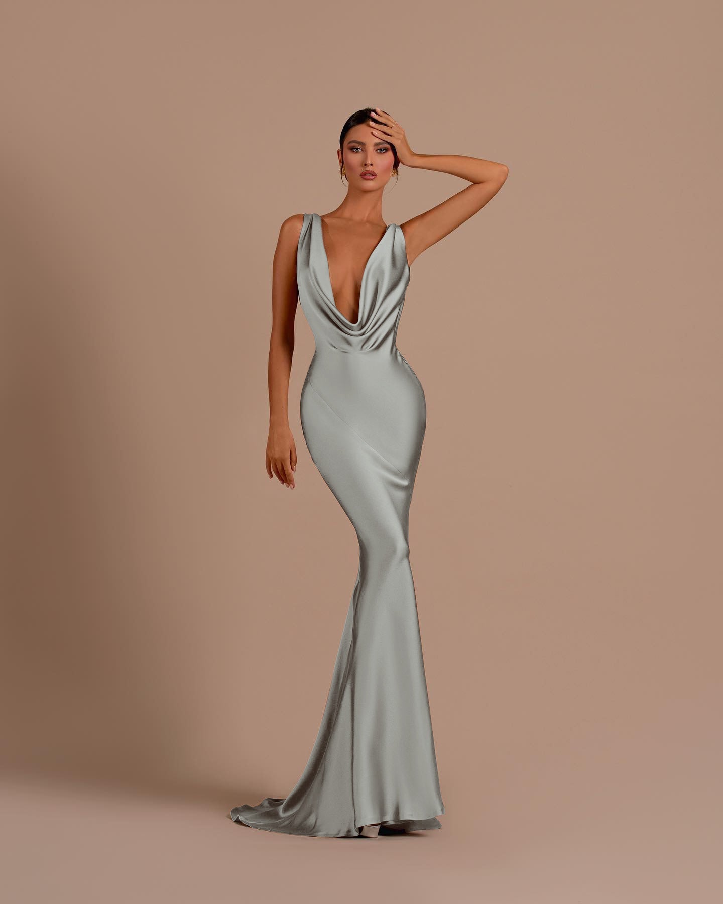 Black Deep V Neck Mermaid Long Pleated Prom Dress
