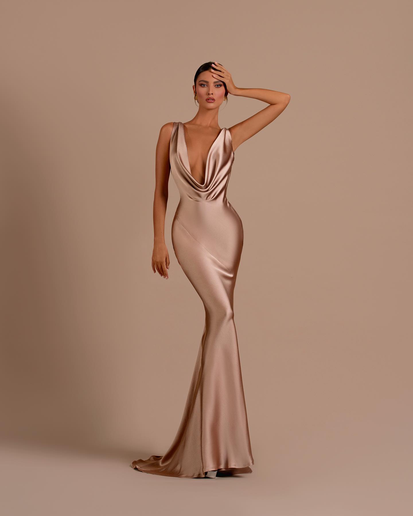 Black Deep V Neck Mermaid Long Pleated Prom Dress