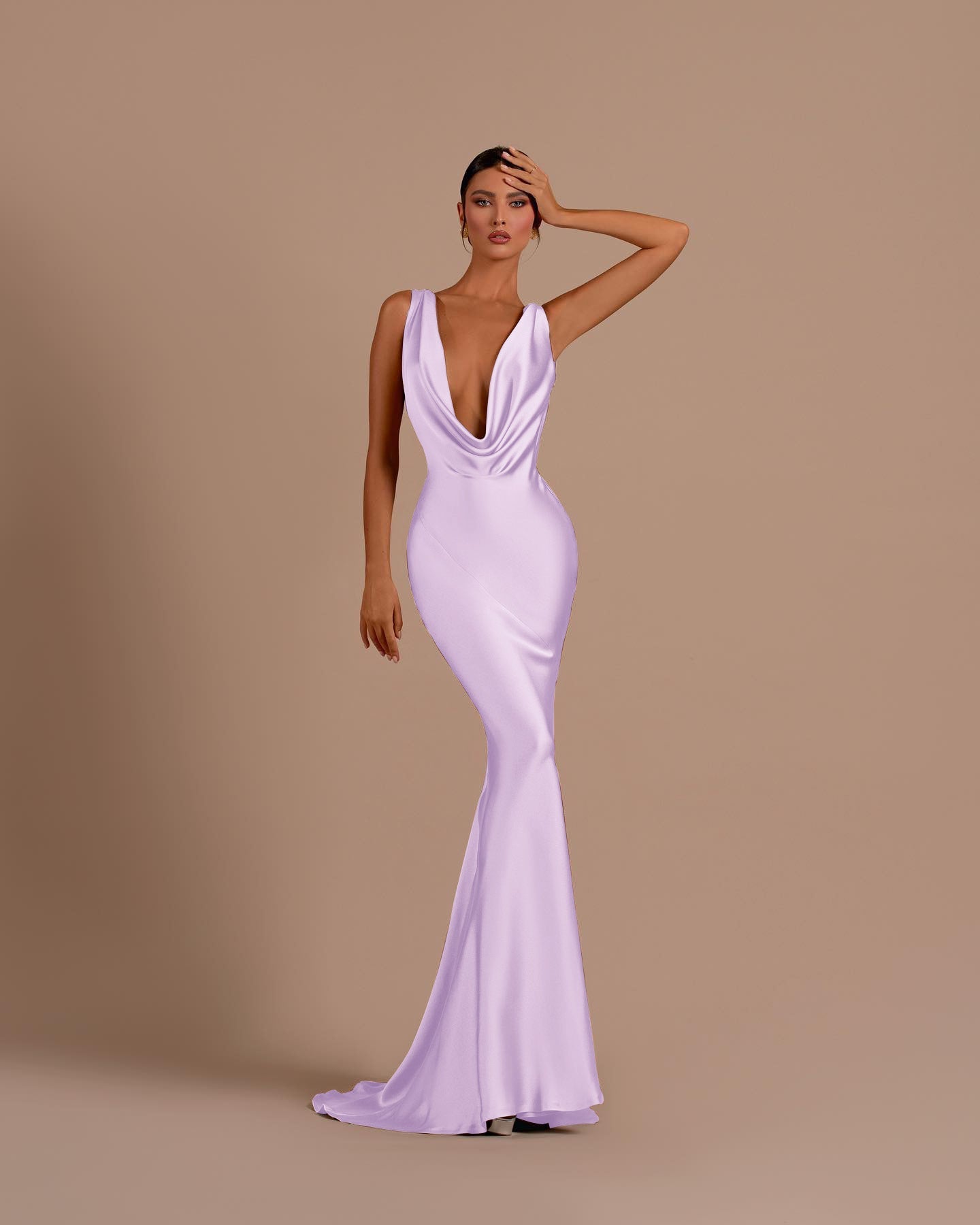 Black Deep V Neck Mermaid Long Pleated Prom Dress