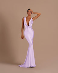 Black Deep V Neck Mermaid Long Pleated Prom Dress