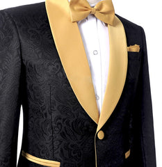 Black One Button Groom and Groomsmen Suits - Two Pieces