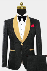 Black One Button Groom and Groomsmen Suits - Two Pieces