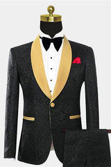 Black One Button Groom and Groomsmen Suits - Two Pieces
