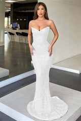 Strapless Mermaid Long Prom Dress with Sequins