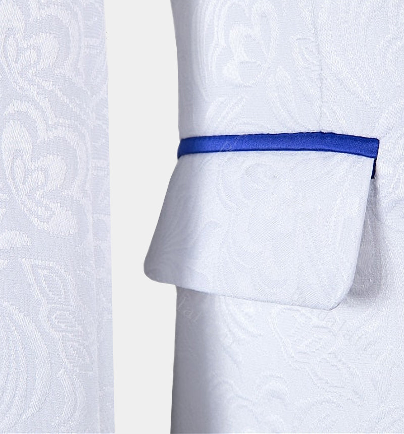 Blue Jacquard Tuxedo Suit with Shawl Lapel - Fashionable for Groom