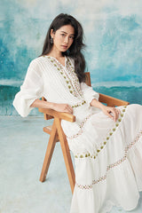 Babyonlines Boho White Long Sleeves A-line Long Dress