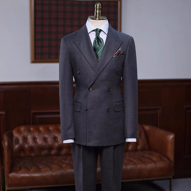 Brook Simple Black Peaked Lapel Double Breasted Business Suits