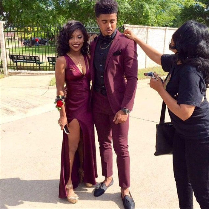 Burgundy Casual Prom Party Suit - 2 Pieces for Man